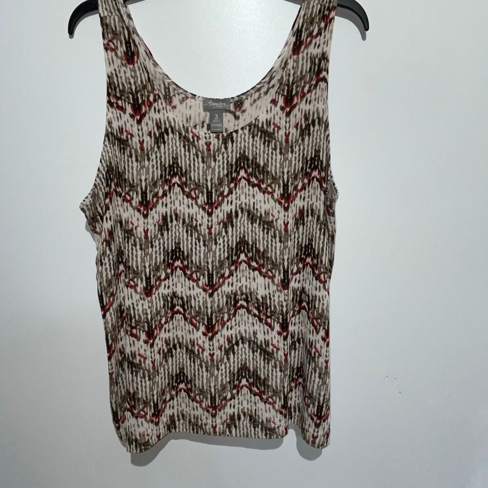 Chico's Travelers Women's Multicolor Chevron Print Sleeveless Tank Top Size 3 XL